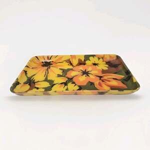 Flower Power 1960’s Fiberglass Serving Trays Quaker Fashion Fair Trinket Tray